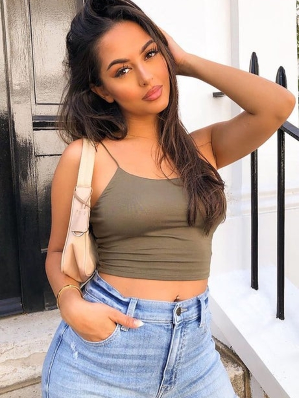 Fashion Nova Olive Spaghetti Strap Crop Top